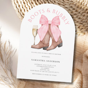 Boots Bubbly Western Watercolor Bridal Shower  Invitation