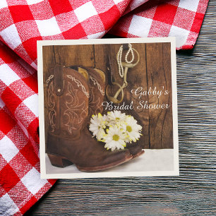 Boots, Daisies and Horse Bit Western Bridal Shower Napkin
