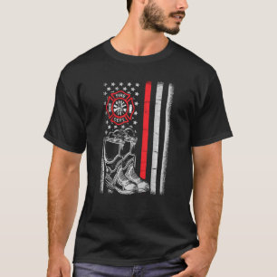Boots Firefighter American Flag Usa Thin Red Line T-Shirt