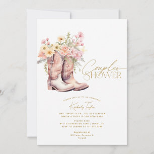 Boots Floral Flowers Floral Cowgirl Couples Shower Invitation