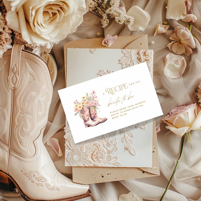 Boots Floral Flowers Recipe Cowgirl Bridal Shower Enclosure Card (Creator Uploaded)