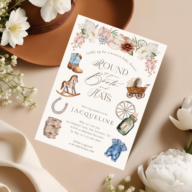 Boots & Hats Wild West Western Cowboy Baby Shower Invitation (Boots & Hats Wild West Western Cowboy Baby Shower Invitation)