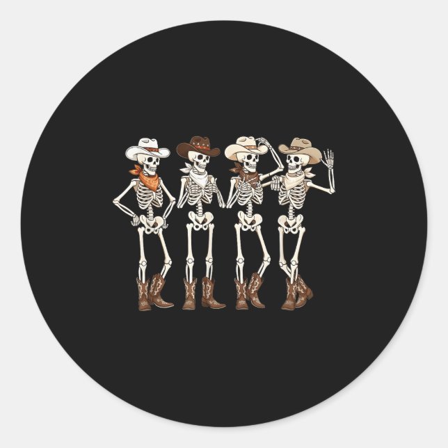 Boots Horse Dancing Skeleton Western Country Rodeo Classic Round Sticker (Front)
