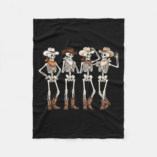 Boots Horse Dancing Skeleton Western Country Rodeo Fleece Blanket (Front)
