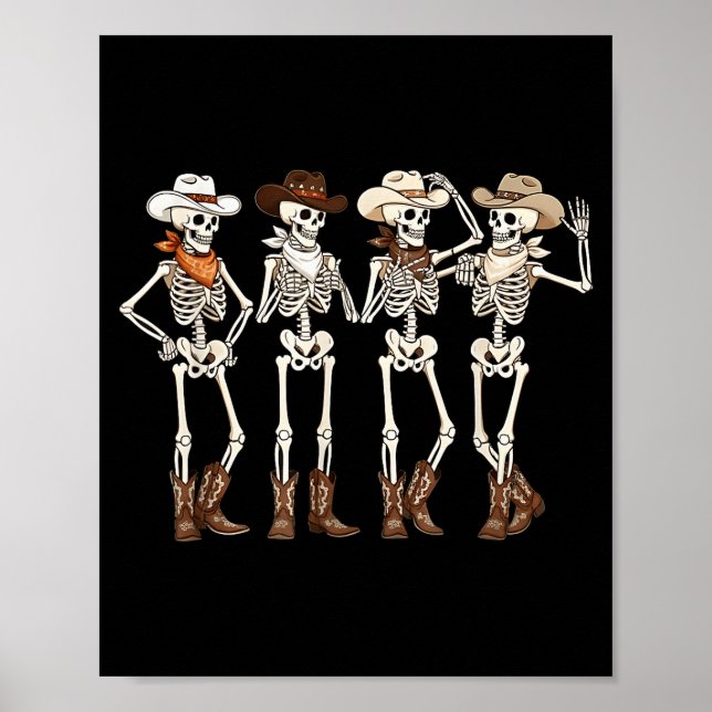 Boots Horse Dancing Skeleton Western Country Rodeo Poster (Front)