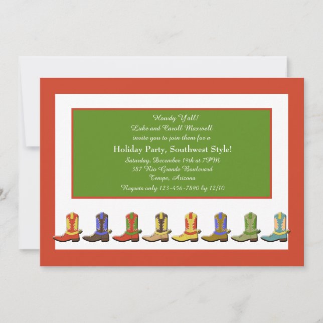 Boots in a Row Holiday Party Invitation (Front)
