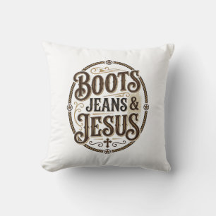 Boots Jeans & Jesus Vintage Western Faith Cushion