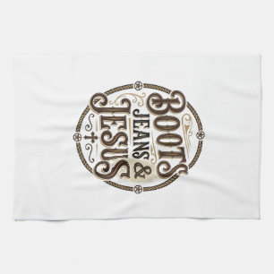 Boots Jeans & Jesus Vintage Western Faith Tea Towel