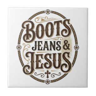 Boots Jeans & Jesus Vintage Western Faith Tile