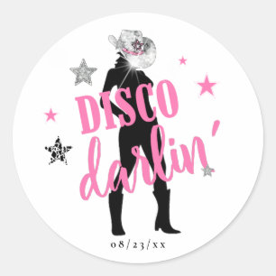 Boots 'n Bling Bachelorette Disco Darlin' ID925  Classic Round Sticker