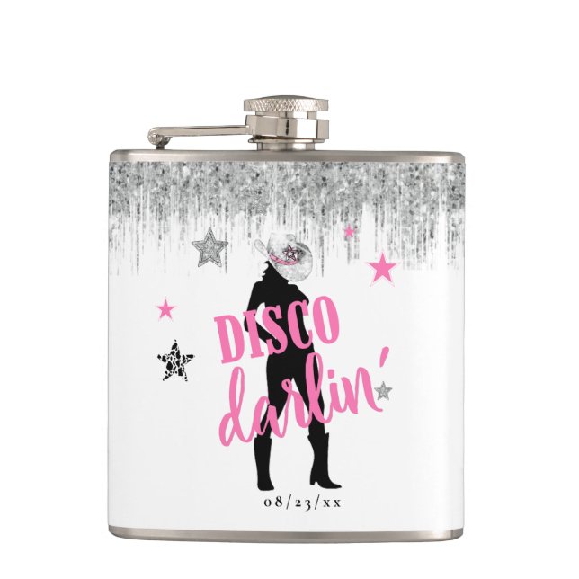 Boots 'n Bling Bachelorette Disco Darlin' ID925  Hip Flask (Front)