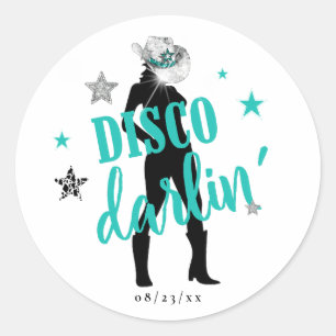 Boots 'n Bling Disco Darlin' Teal ID925  Classic Round Sticker