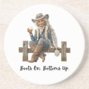 Boots On Bottoms Up Cowgirl Coaster