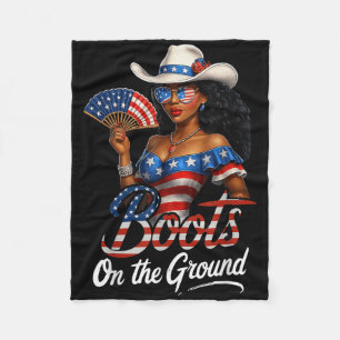 Boots On The Ground 4th Of July Western Flag Cowgi Fleece Blanket