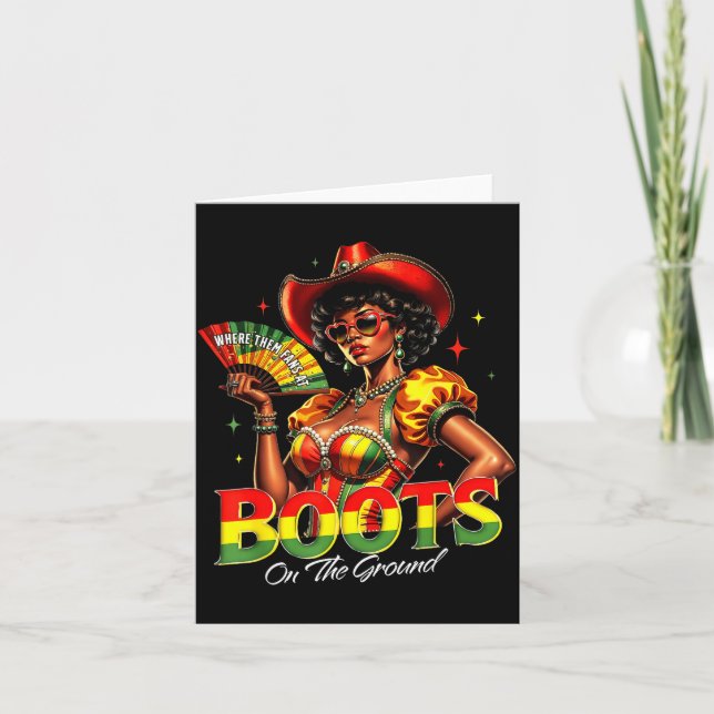 Boots On The Ground Afro Black Woman African Black Card (Front)