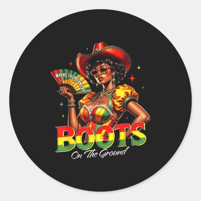 Boots On The Ground Afro Black Woman African Black Classic Round Sticker (Front)