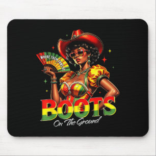 Boots On The Ground Afro Black Woman African Black Mouse Mat