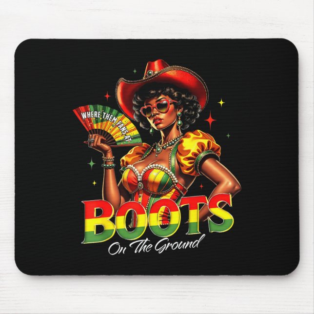 Boots On The Ground Afro Black Woman African Black Mouse Mat (Front)