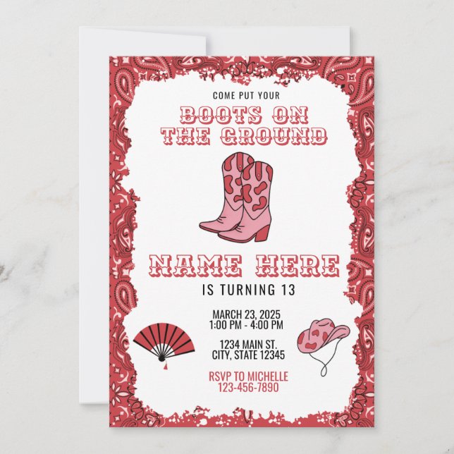 Boots On The Ground Birthday Invitation (Front)