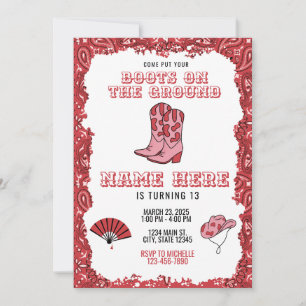 Boots On The Ground Birthday Invitation