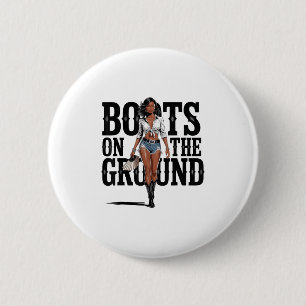 Boots On The Ground Black Cowgirl Melanin Women 6 Cm Round Badge