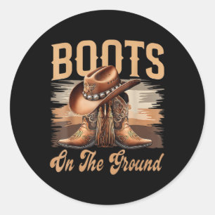 Boots On The Ground Black Cowgirl Melanin Women Classic Round Sticker