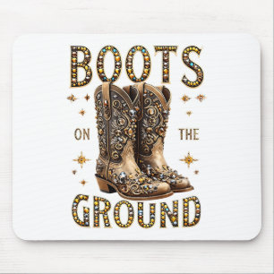 Boots On The Ground Black Cowgirl Western Where Th Mouse Mat