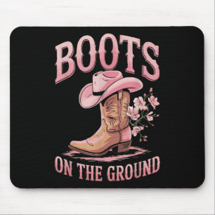 Boots On The Ground Black Cowgirl Western Where Th Mouse Mat