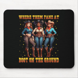 Boots On The Ground Black Cowgirl Western Where Th Mouse Mat