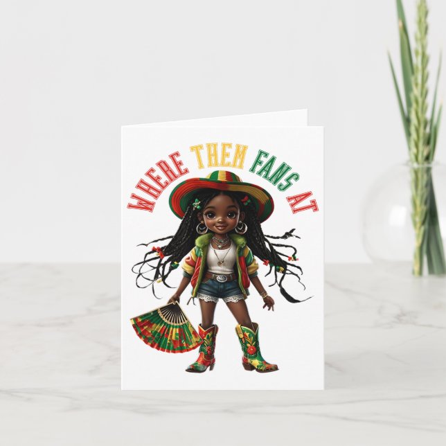 Boots On The Ground Black Girl Cowgirl Where Them  Card (Front)