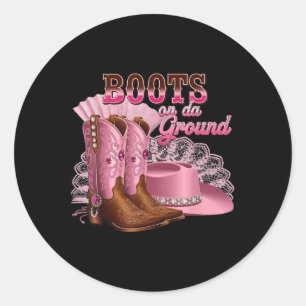 Boots On The Ground, Boot Cowboy Western Country M Classic Round Sticker