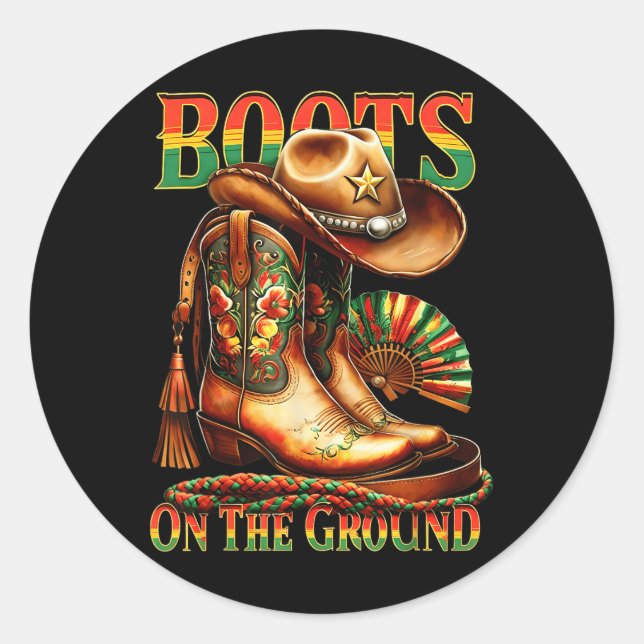 Boots On The Ground Boot Juneteenth Black Cowgirl  Classic Round Sticker (Front)