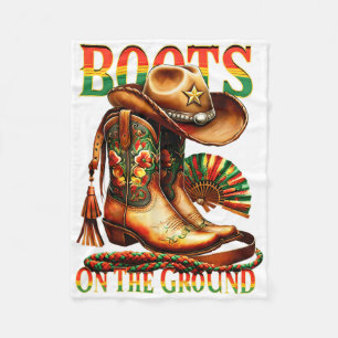 Boots On The Ground Boot Juneteenth Black Cowgirl  Fleece Blanket