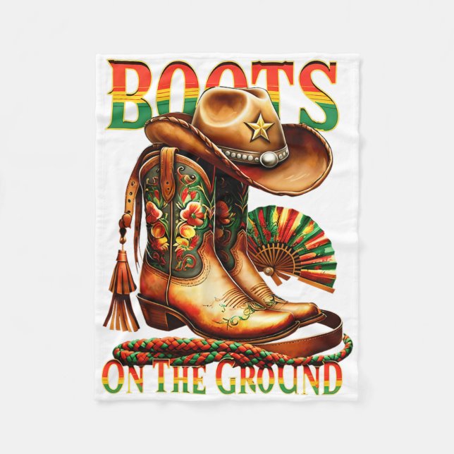 Boots On The Ground Boot Juneteenth Black Cowgirl  Fleece Blanket (Front)