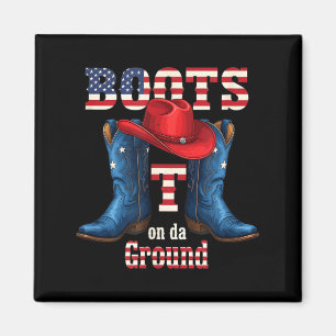Boots on The Ground Cowboy Red Hat 4th of July Magnet