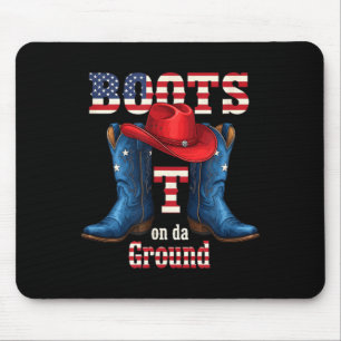 Boots on The Ground Cowboy Red Hat 4th of July Mouse Mat