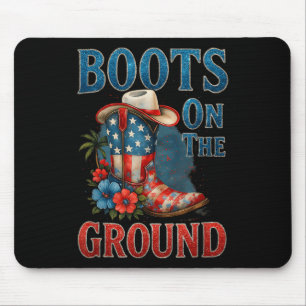Boots On The Ground Cowgirl 4th Of July All Americ Mouse Mat