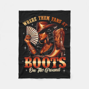 Boots On The Ground Cowgirl Black Women Africa Bla Fleece Blanket