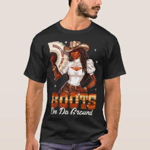 Boots On The Ground Cowgirl Black Women Africa Bla T-Shirt