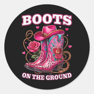 Boots On The Ground, Cowgirl Linedance, Boot Cowbo Classic Round Sticker