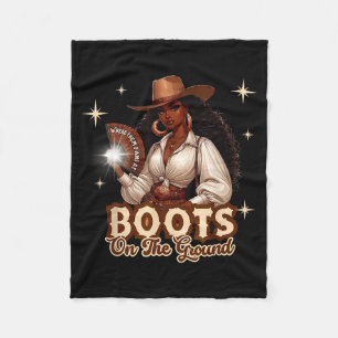Boots On The Ground Cowgirl Western Black Girl Bla Fleece Blanket