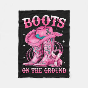Boots On The Ground Cowgirl Western Breast Cancer Fleece Blanket