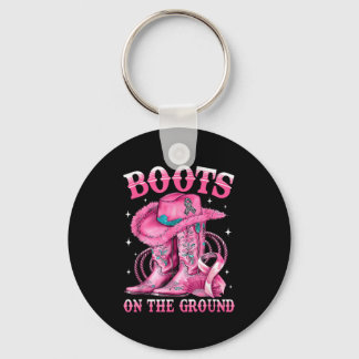 Boots On The Ground Cowgirl Western Breast Cancer  Key Ring