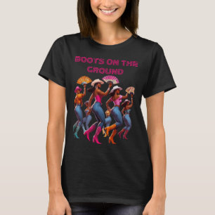 Boots On The Ground Line Dancing Queens Black Grou T-Shirt