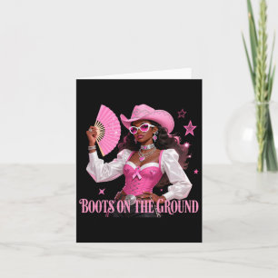 Boots On The Ground Pink Cowgirl Breast Cancer Wes Card