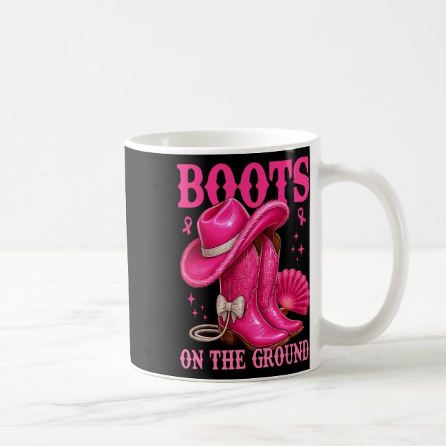 Boots On The Ground Pink Cowgirl Breast Cancer Wes Coffee Mug (Right)
