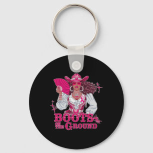 Boots On The Ground Pink Cowgirl Breast Cancer Wes Key Ring