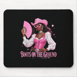 Boots On The Ground Pink Cowgirl Breast Cancer Wes Mouse Mat