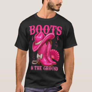 Boots On The Ground Pink Cowgirl Breast Cancer Wes T-Shirt