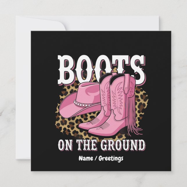 Boots on the Ground Western Cowgirl Linedance Invitation (Front)